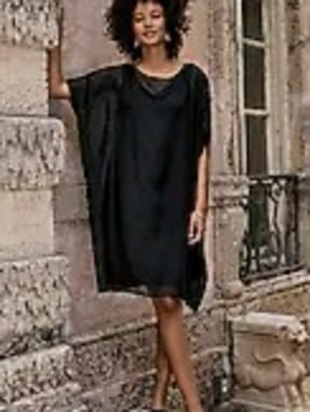 J.Jill Wearever Woven And Knit 2 Piece Elegant Black Shift Dress